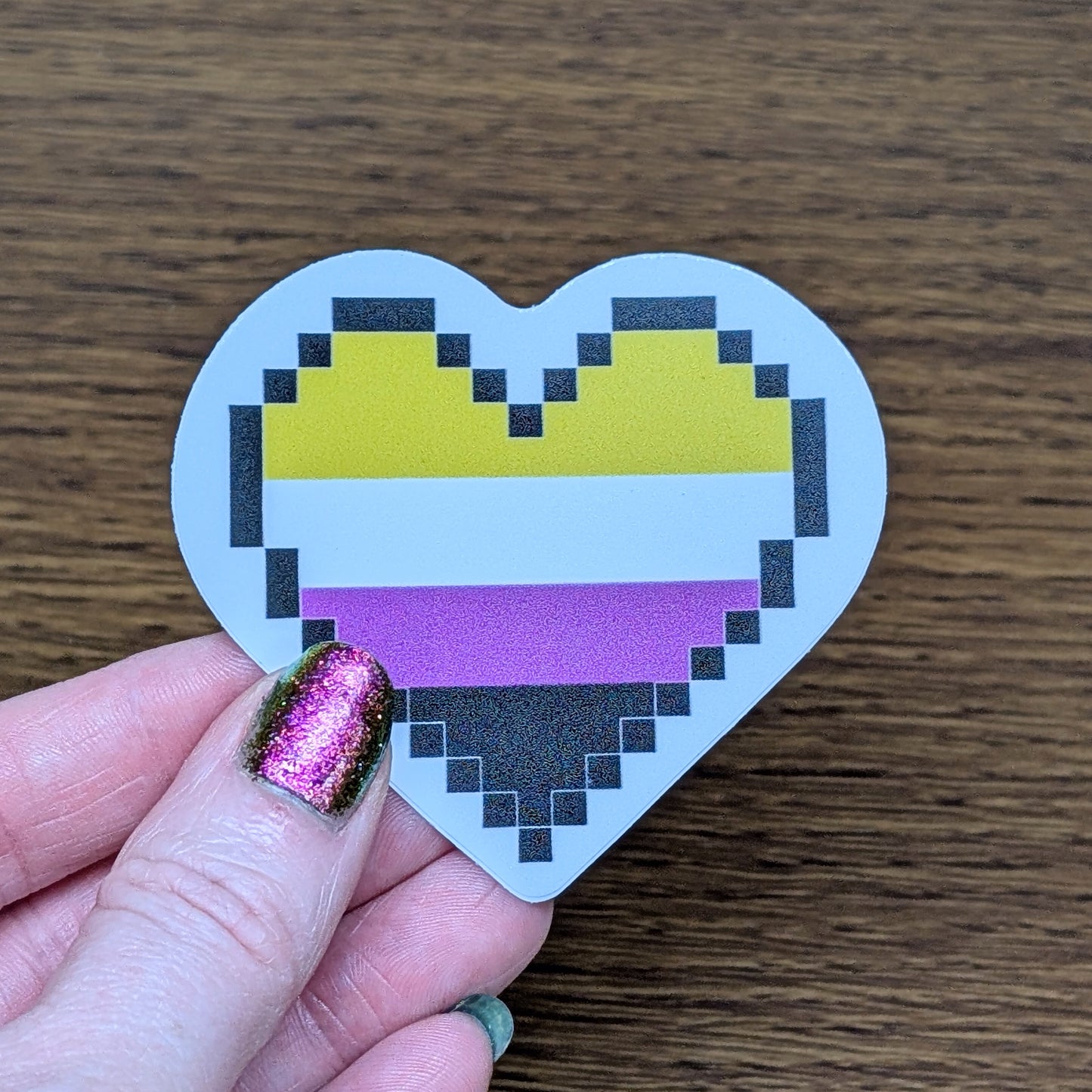 NONBINARY - Pixel Heart Pride Sticker