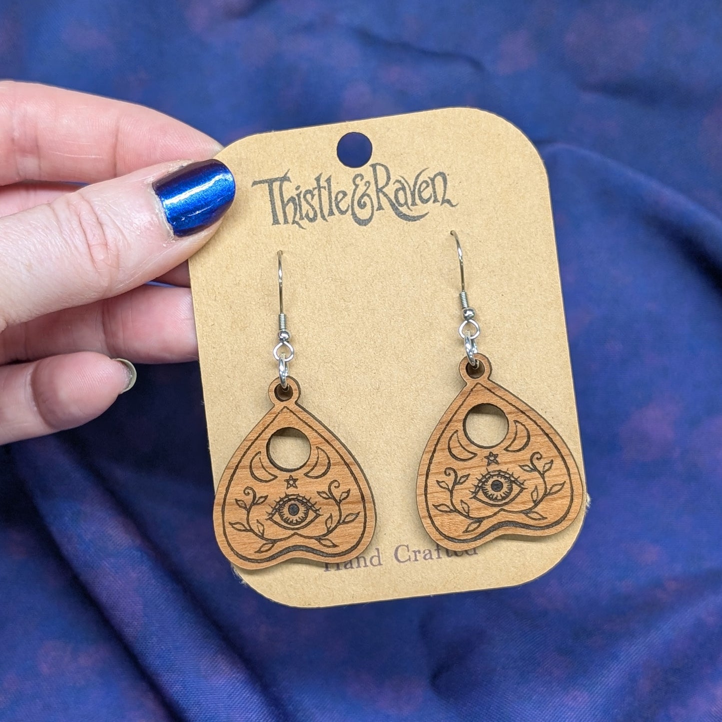Laser Cut Wooden Planchette Earrings