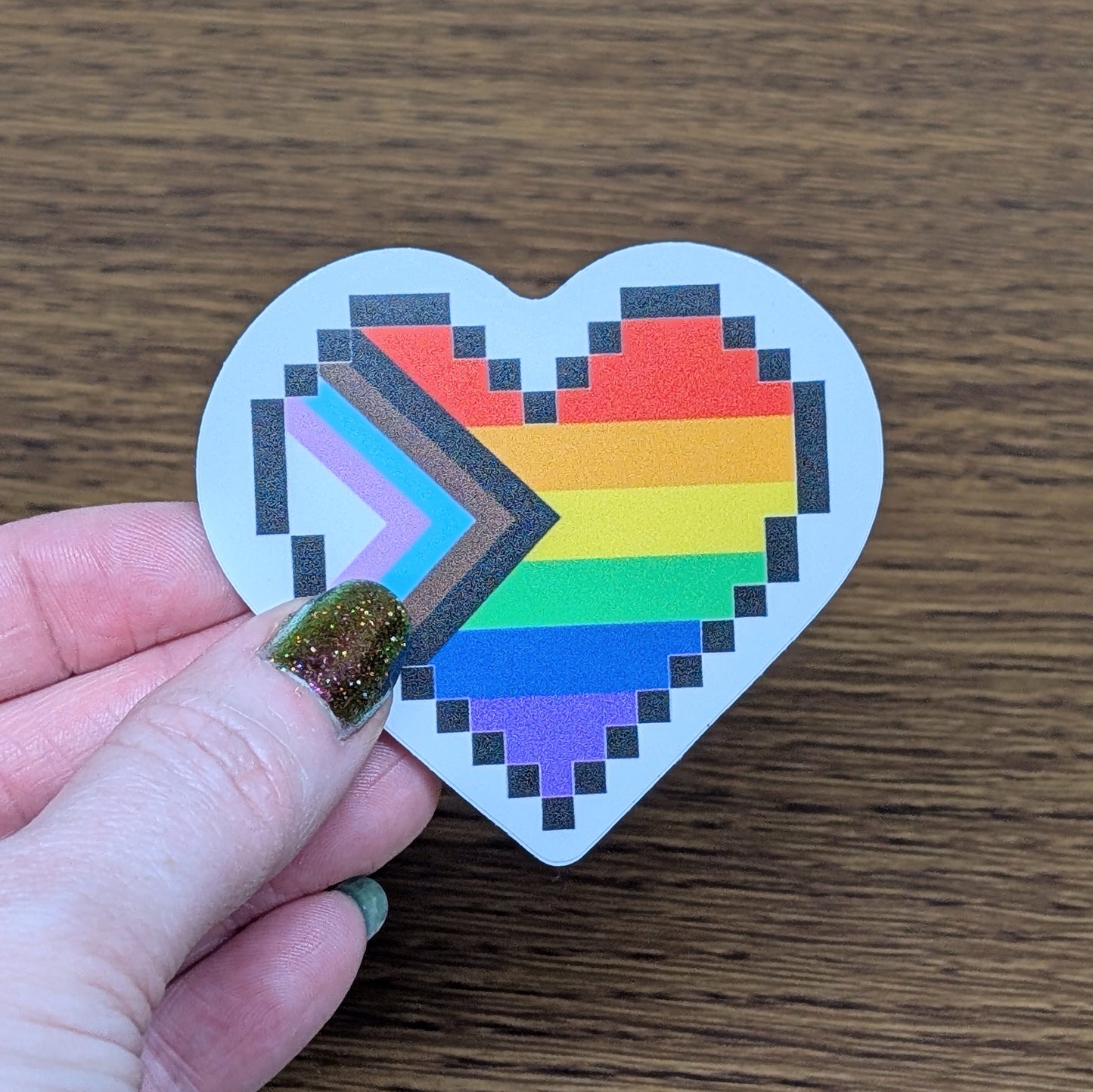 PROGRESS PRIDE - Pixel Heart Pride Sticker