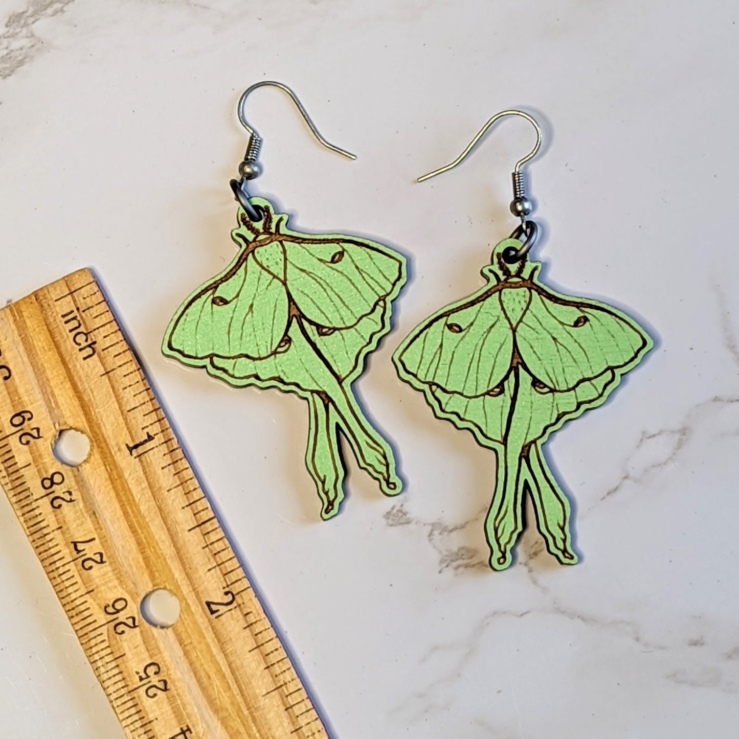 Laser Cut Wooden Luna Moth Earrings