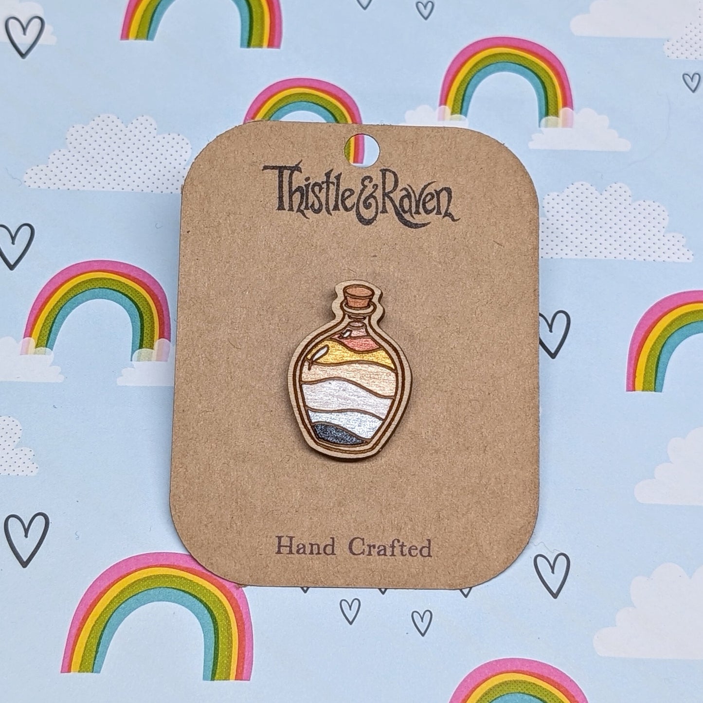 Laser Cut Wooden BEAR Pride Potion Bottle Pin