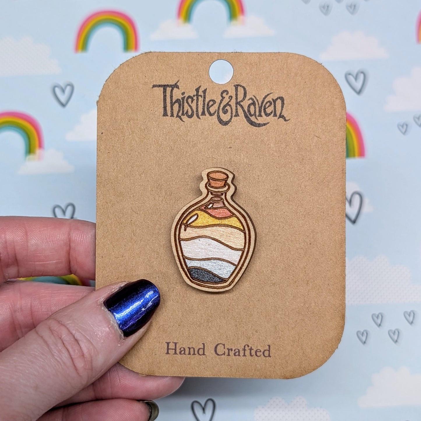 Laser Cut Wooden BEAR Pride Potion Bottle Pin