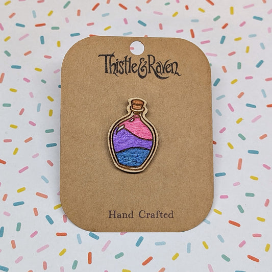 Laser Cut Wooden BISEXUAL Pride Potion Bottle Pin