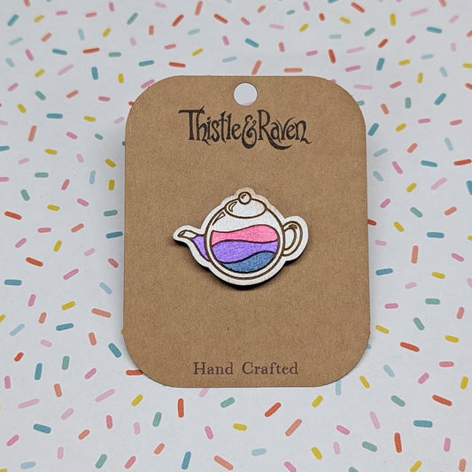 Laser Cut Wooden Hand-painted Bisexuali-Tea Pin