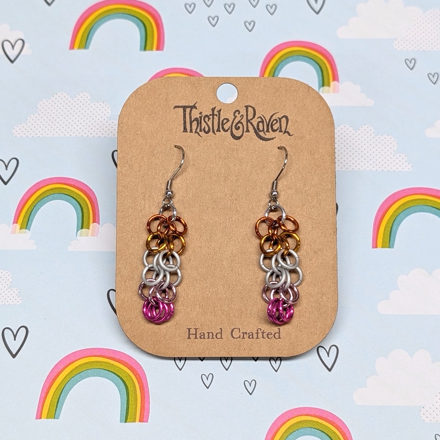 LESBIAN - Pride Chainmail Earrings