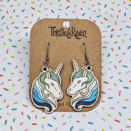 Laser Cut Wooden GAY MEN (MLM) Unicorn Earrings