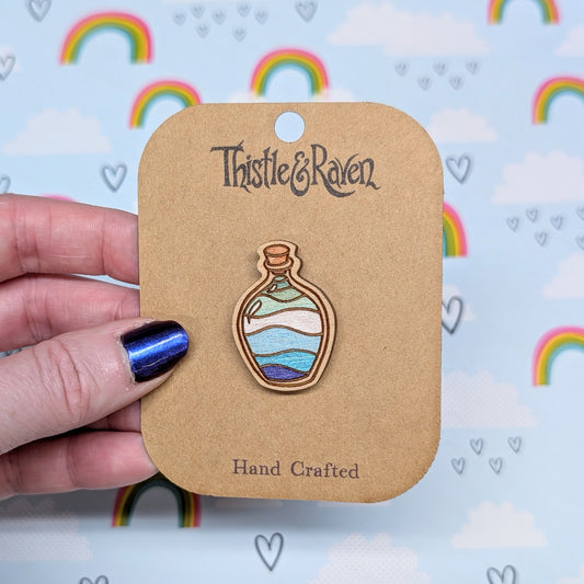 Laser Cut Wooden GAY MEN (MLM) Pride Potion Bottle Pin