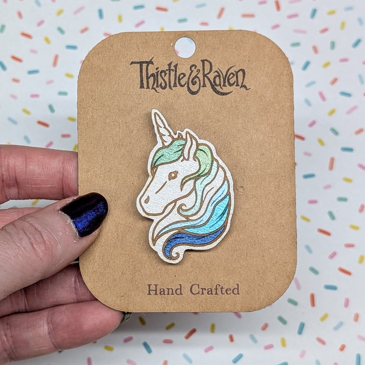 Laser Cut Wooden Hand-painted GAY MEN (MLM) Unicorn Pin