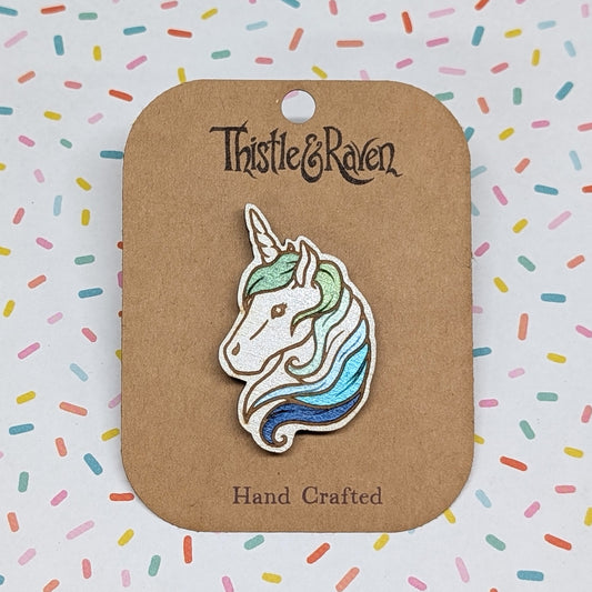 Laser Cut Wooden Hand-painted GAY MEN (MLM) Unicorn Pin
