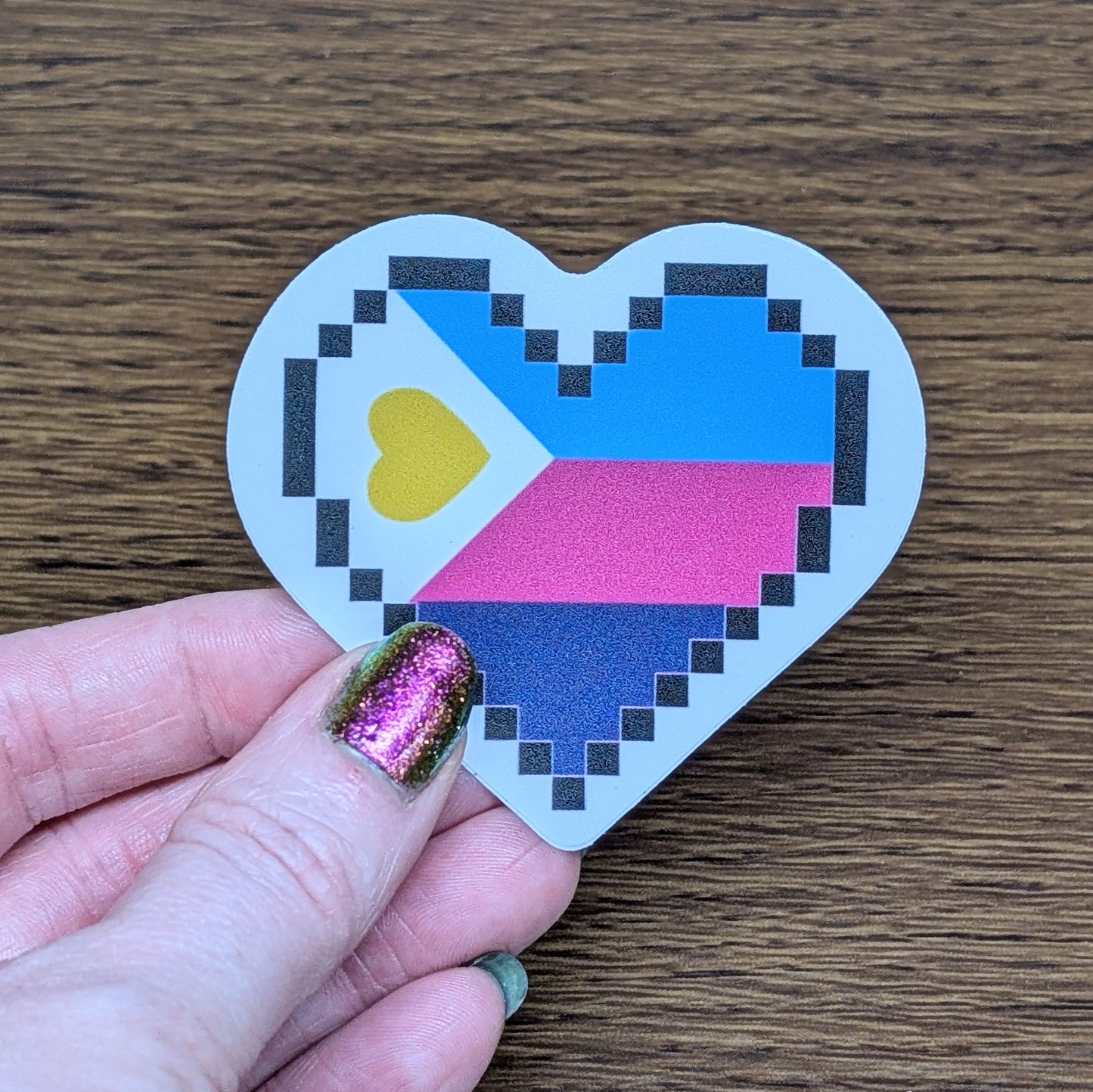 NEW POLYAMORY - Pixel Heart Pride Sticker (Copy)