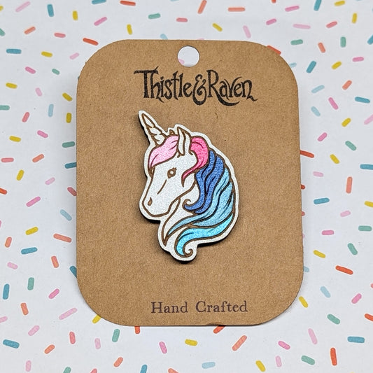 Laser Cut Wooden Hand-painted OMNISEXUAL Unicorn Pin