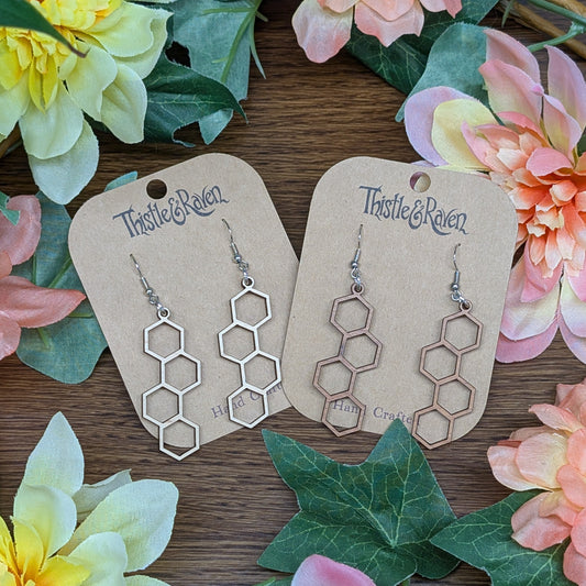Laser Cut Wooden Honeycomb Earrings