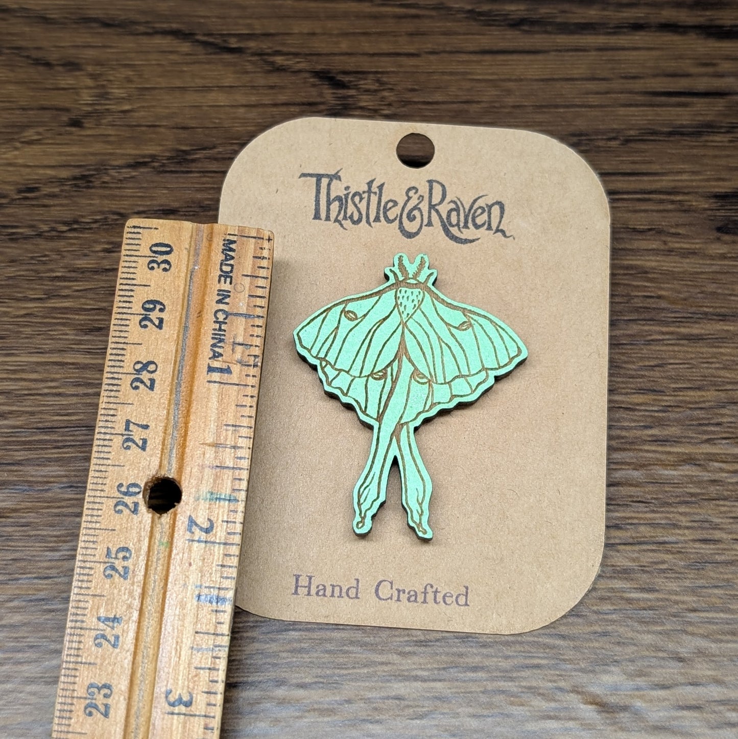 Laser Cut Wooden Luna Moth Pin