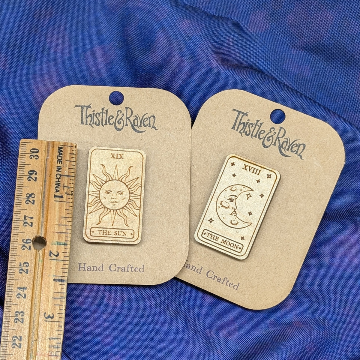 Laser Cut Wooden Moon Tarot Card Pin