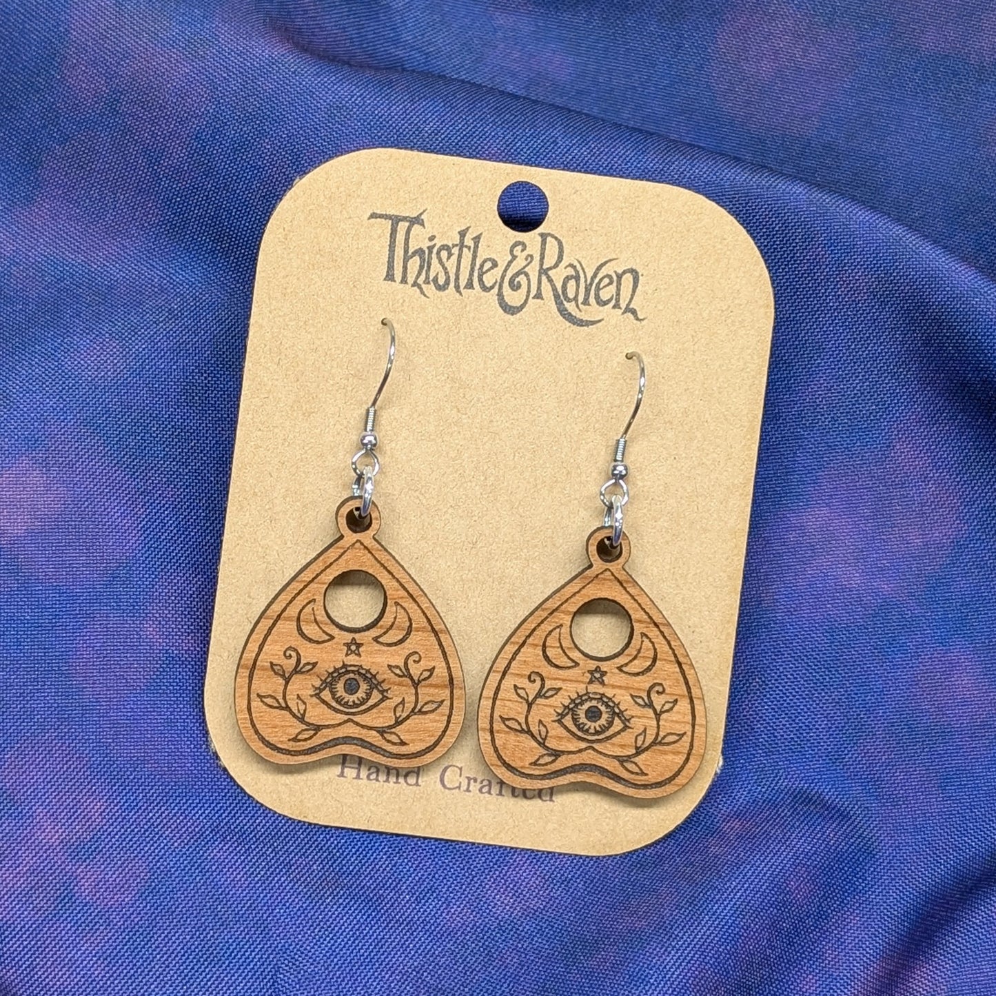 Laser Cut Wooden Planchette Earrings