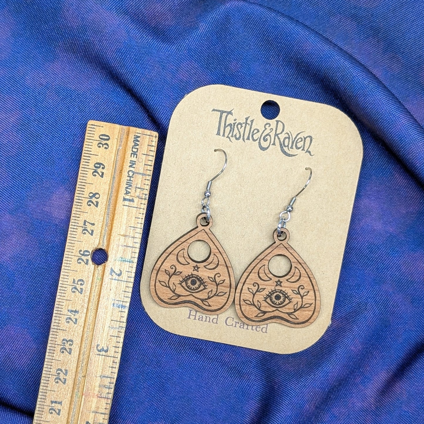 Laser Cut Wooden Planchette Earrings