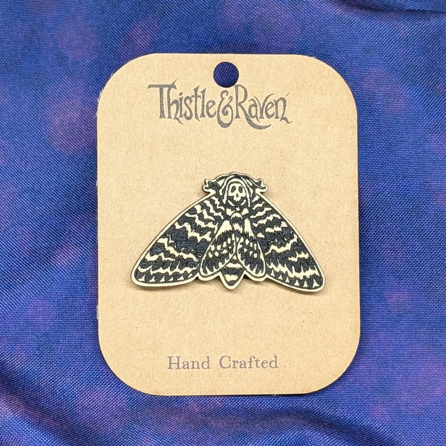 Laser Cut Wooden Death's Head Hawkmoth Pin