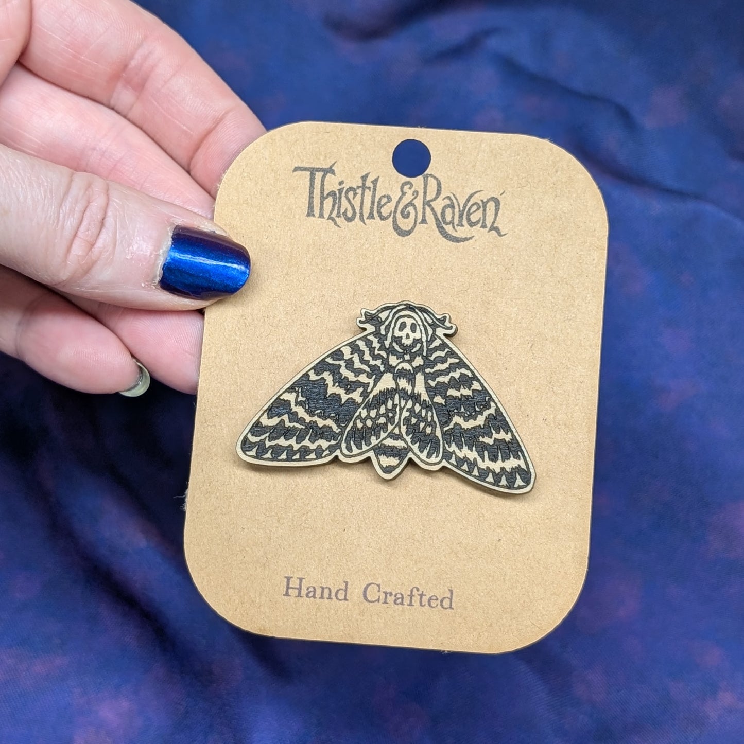 Laser Cut Wooden Death's Head Hawkmoth Pin