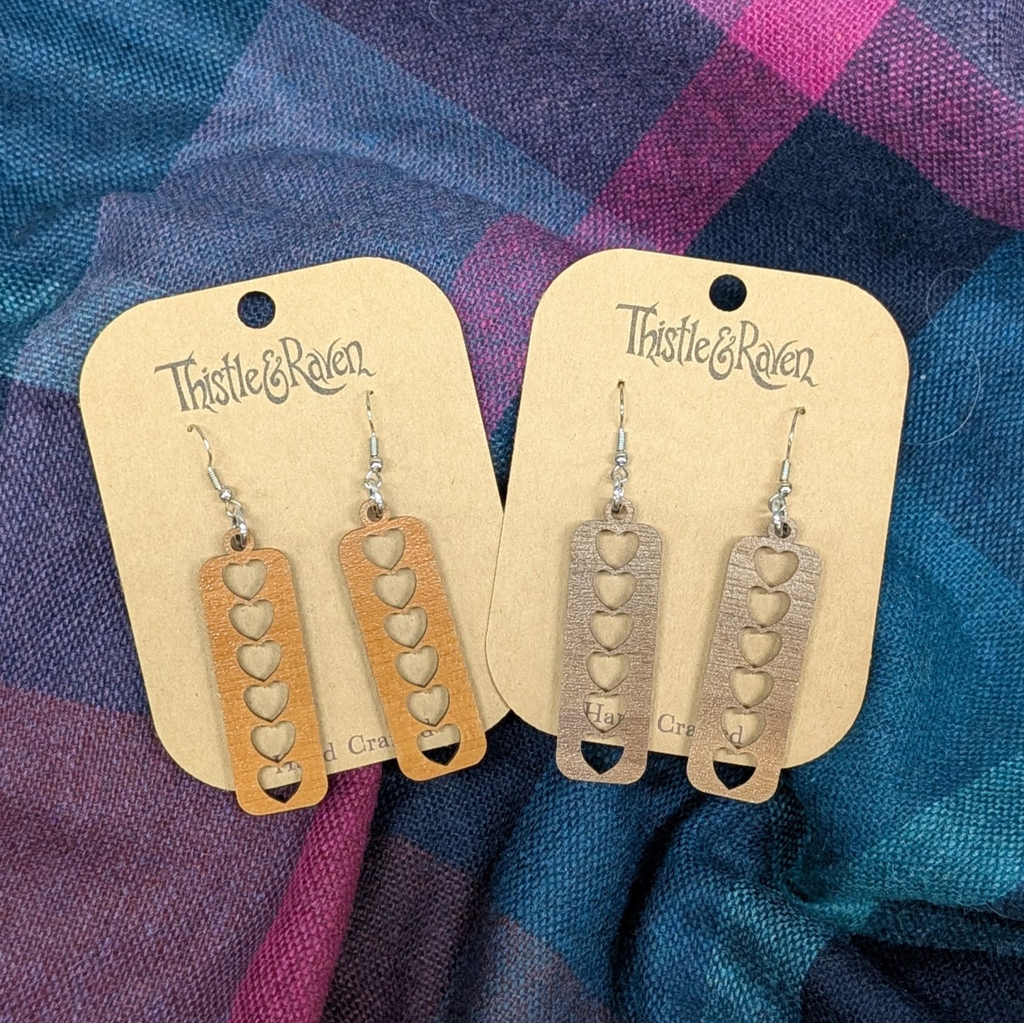 Laser Cut Wooden Heart Earrings