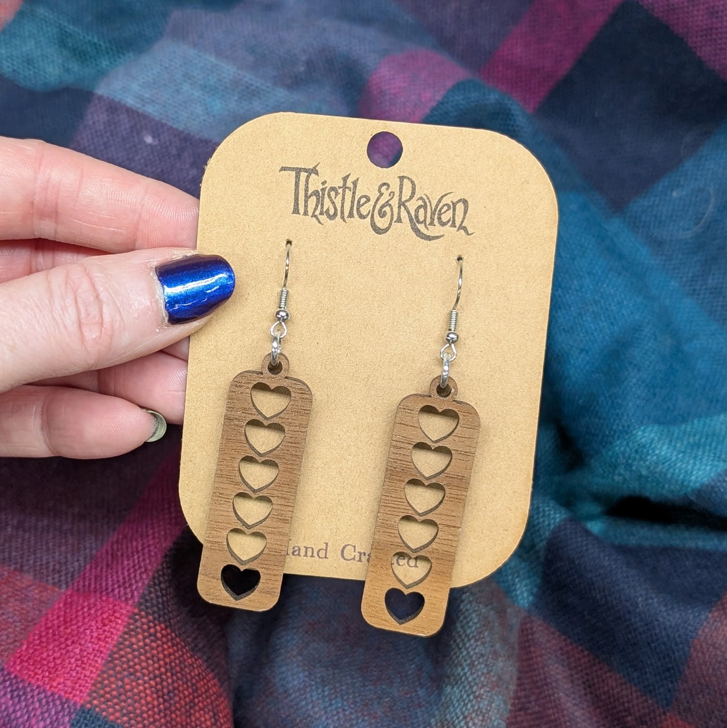 Laser Cut Wooden Heart Earrings