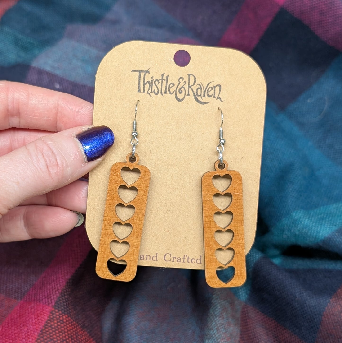 Laser Cut Wooden Heart Earrings