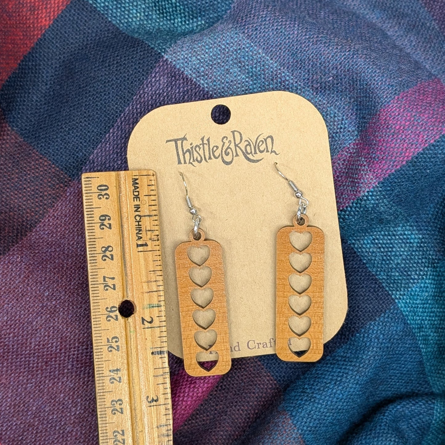 Laser Cut Wooden Heart Earrings