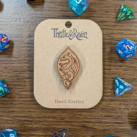 Laser Cut Wooden Dragon Pin