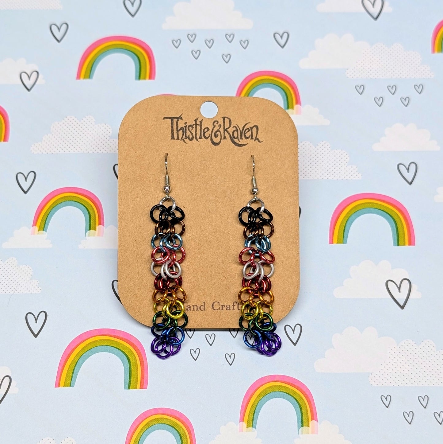 PROGRESS PRIDE RAINBOW - Pride Chainmail Earrings
