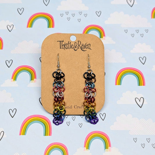 PROGRESS PRIDE RAINBOW - Pride Chainmail Earrings
