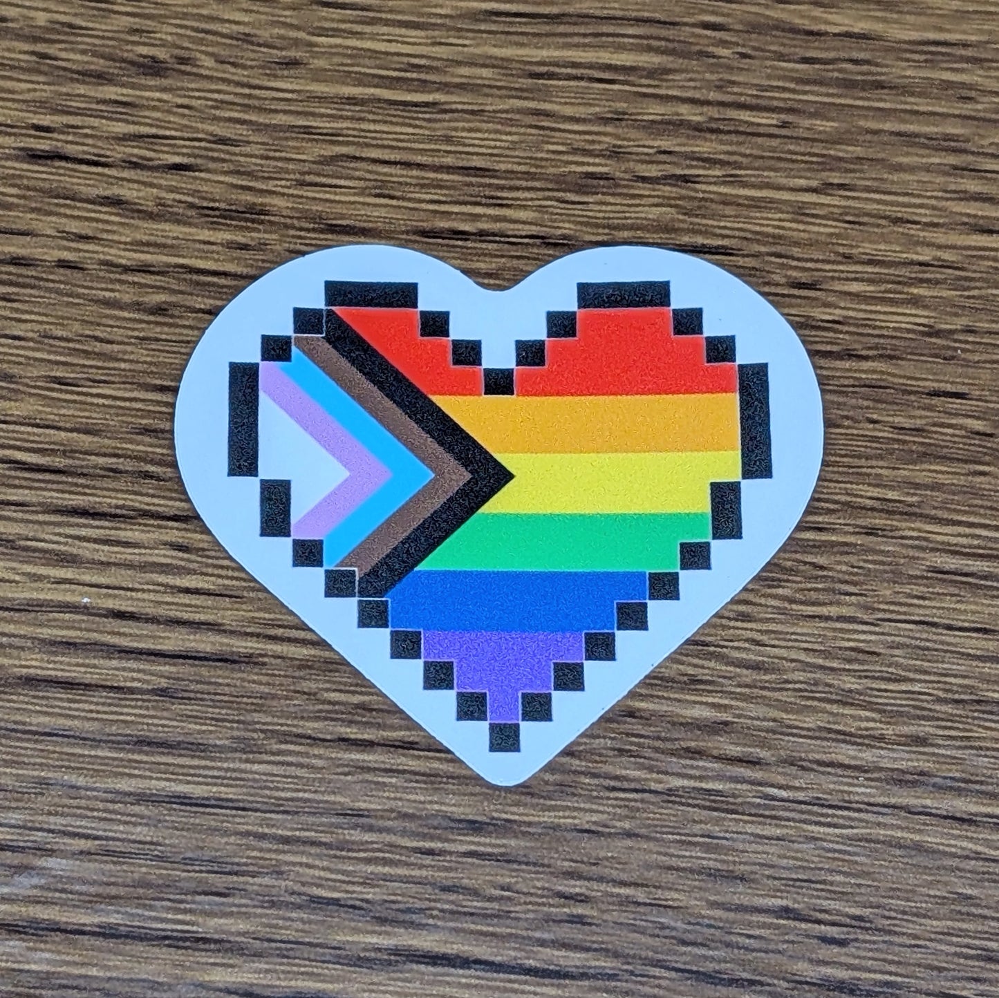 PROGRESS PRIDE - Pixel Heart Pride Sticker