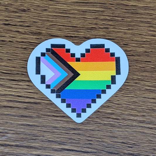 PROGRESS PRIDE - Pixel Heart Pride Sticker