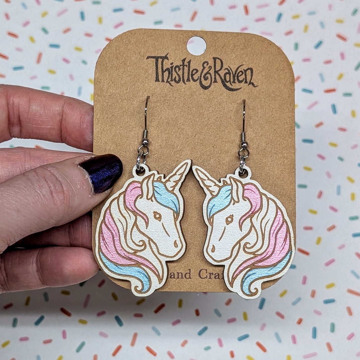 Laser Cut Wooden TRANSGENDER Unicorn Earrings
