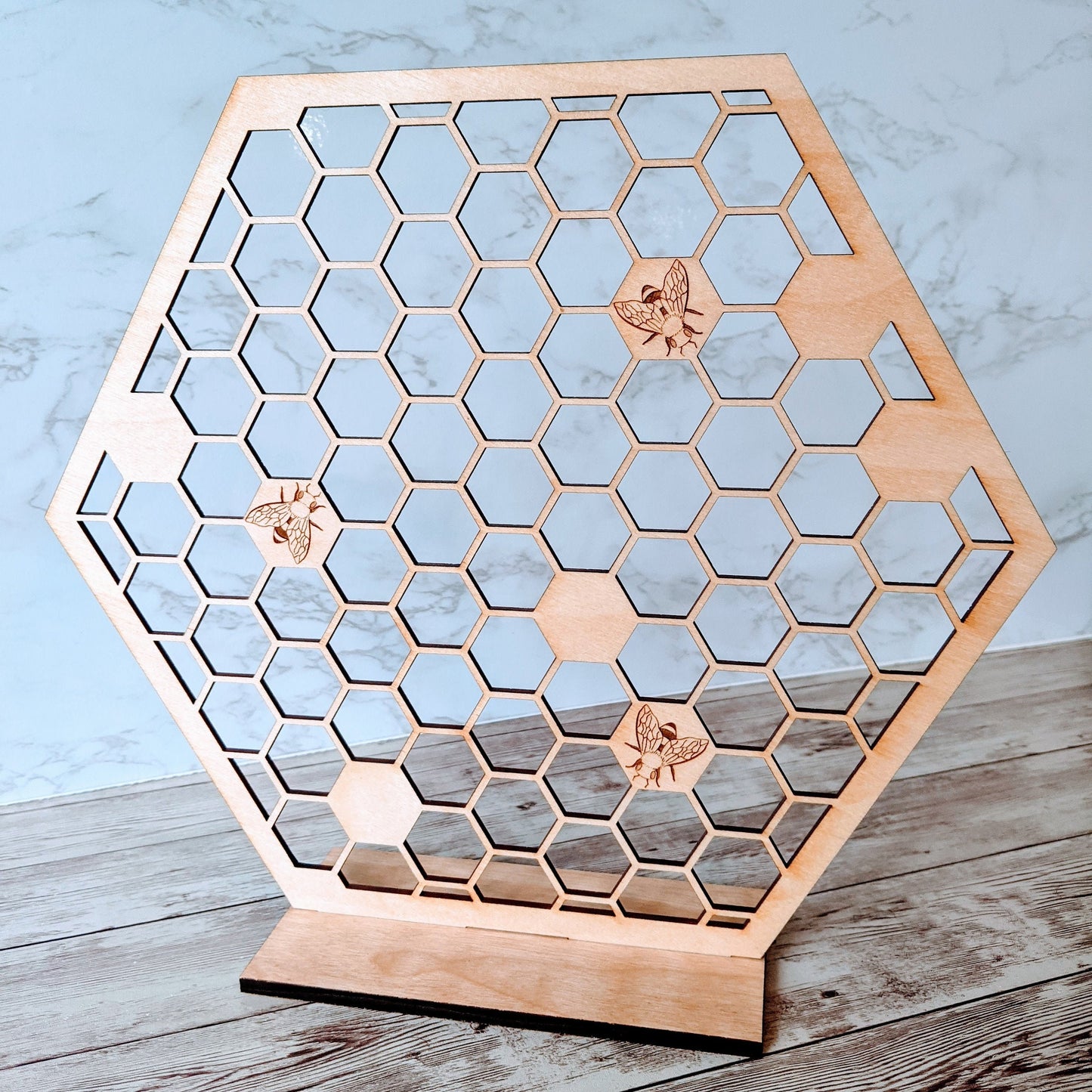 Wooden Honeycomb Bee Earring Stand, Jewelry Organizer