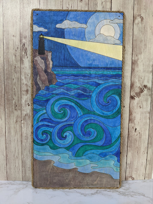 Custom Lighthouse Wooden Laser Cut Wall Art