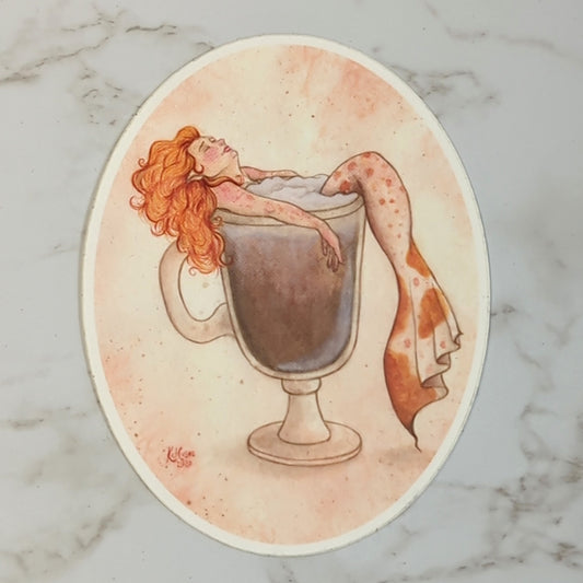 Vinyl Matte Sticker - Irish Coffee Mermaid, Cocktail Mermaid
