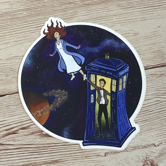 Vinyl Matte Sticker - Amy Pond and the Doctor, Doctor Who