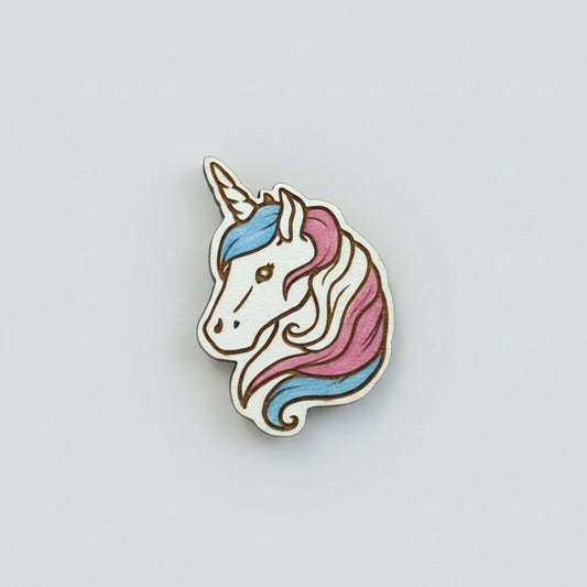 Laser Cut Wooden Hand-painted TRANSGENDER Unicorn Pin