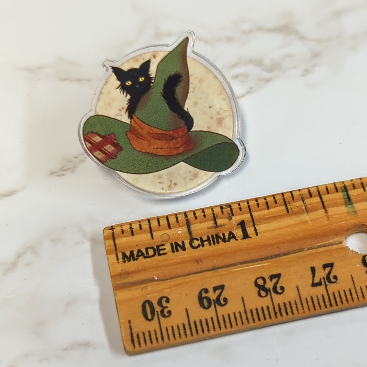 Witch Hat and Black Cat Acrylic Pin
