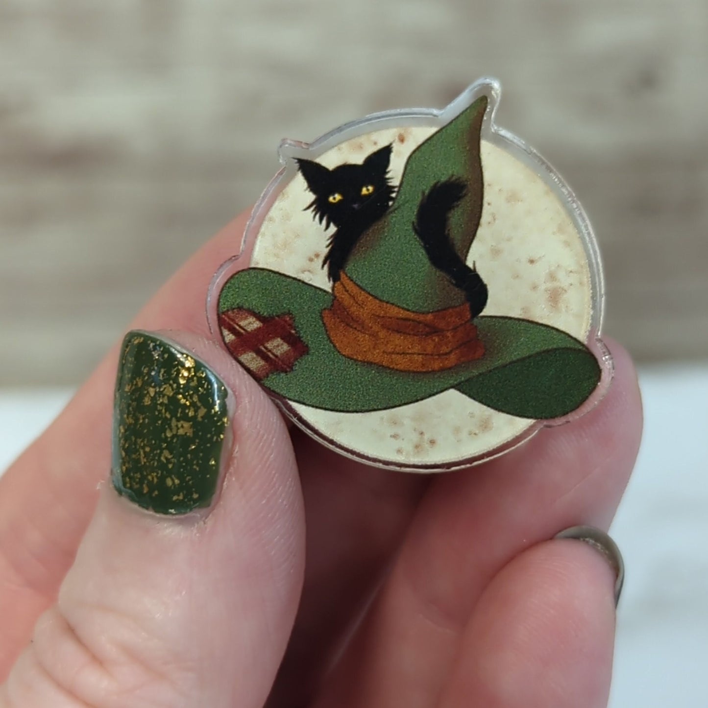 Witch Hat and Black Cat Acrylic Pin