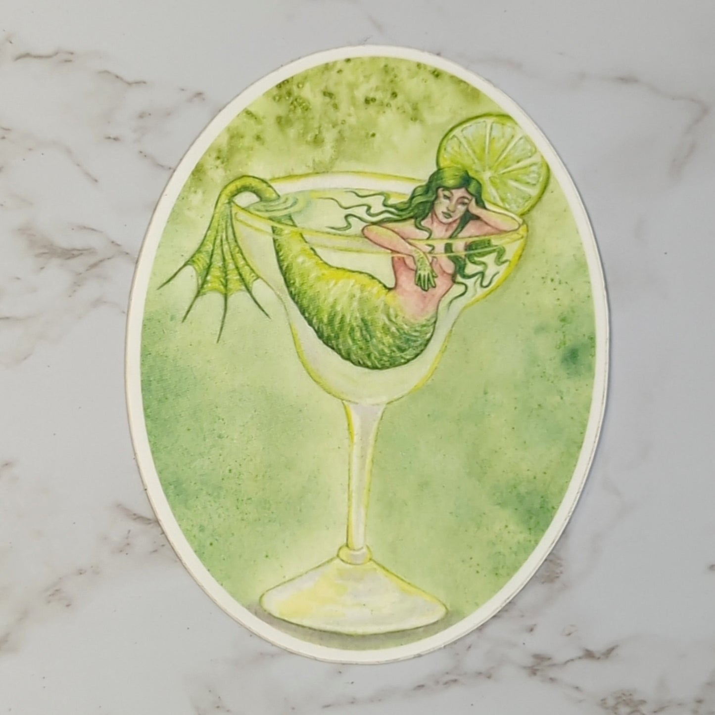 Vinyl Matte Sticker - Margarita Mermaid, Cocktail Mermaid