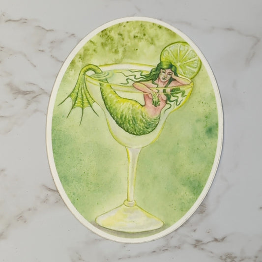 Vinyl Matte Sticker - Margarita Mermaid, Cocktail Mermaid