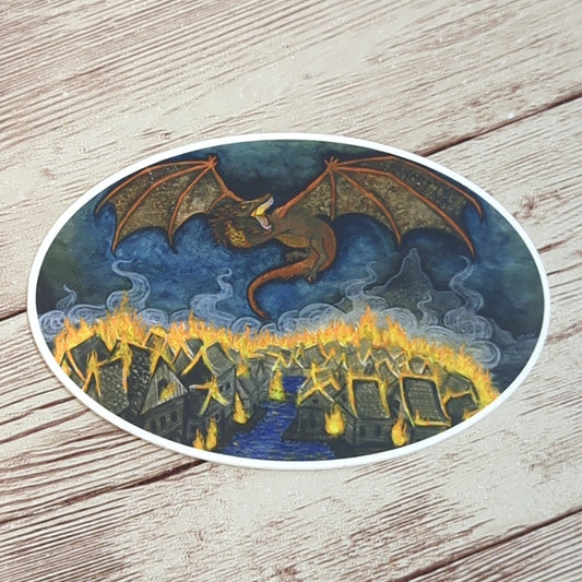 Vinyl Matte Sticker - Smaug over Laketown, The Hobbit