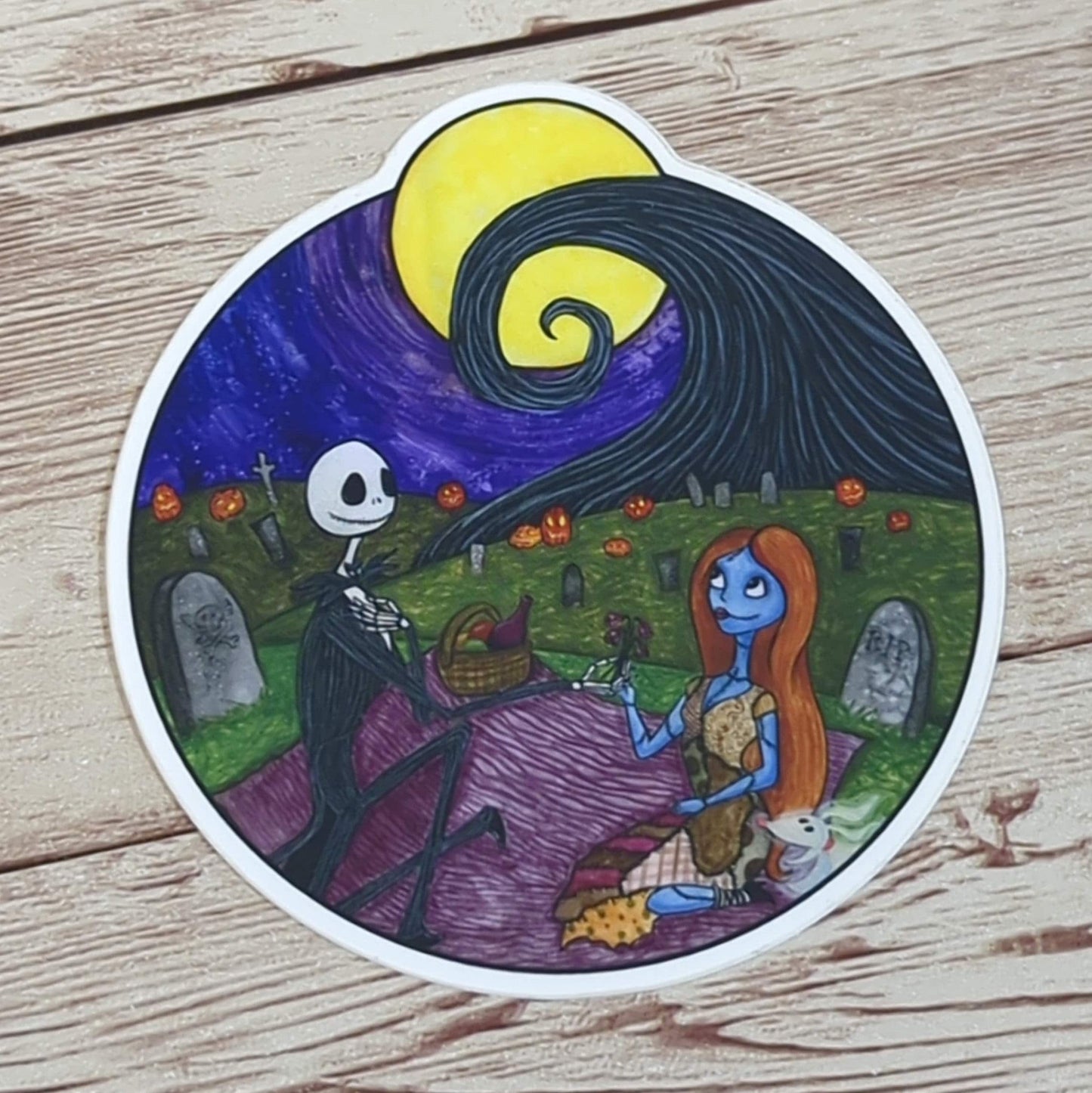 Vinyl Matte Sticker - Jack and Sally Picnic, Nightmare Before Christmas