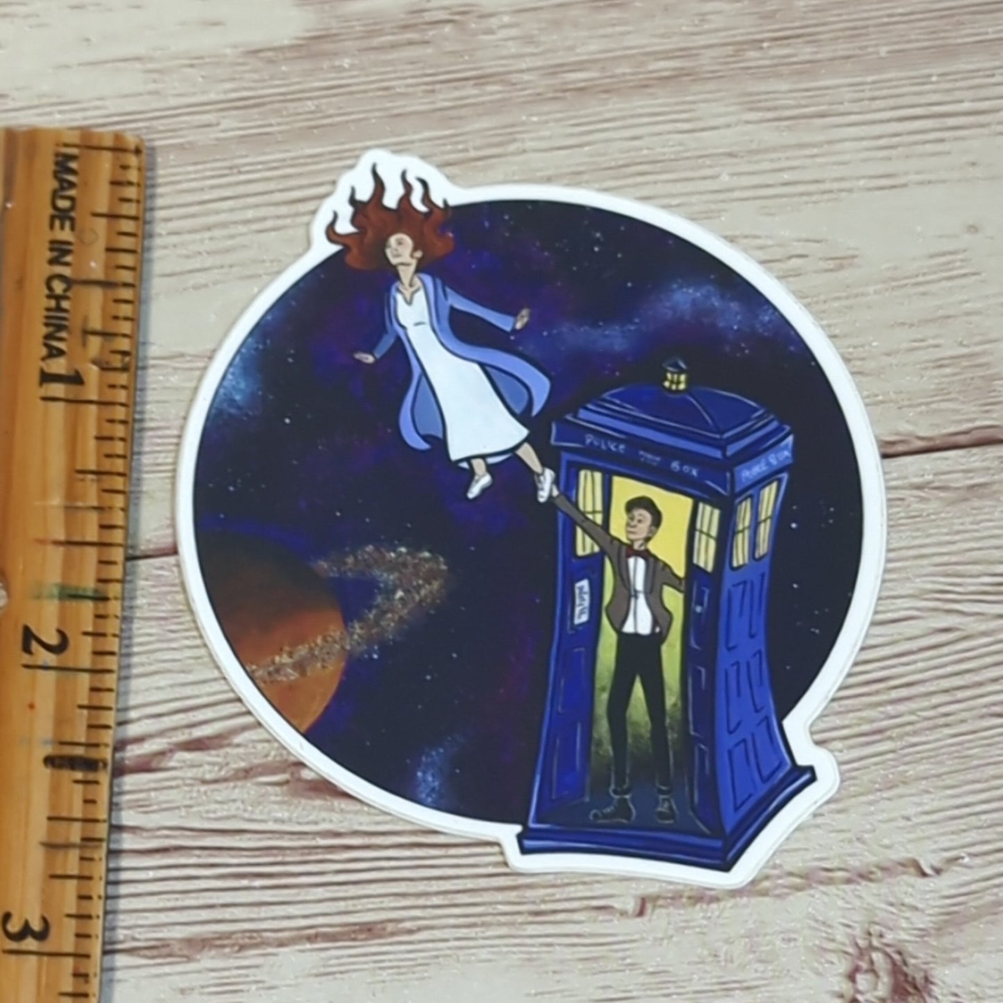 Vinyl Matte Sticker - Amy Pond and the Doctor, Doctor Who