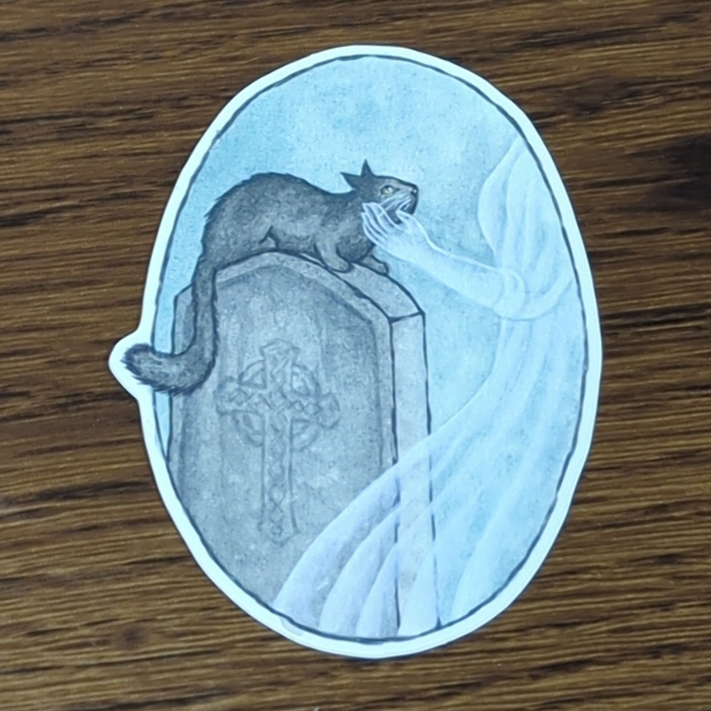 Vinyl Matte Sticker - Ghost and a Cat