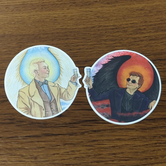 Vinyl Matte Stickers - Good Omens, Aziraphale and Crowley