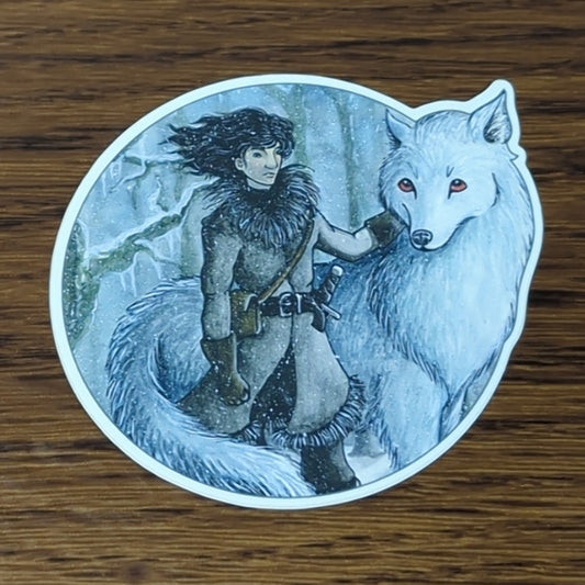 Vinyl Matte Sticker - Jon Snow and Ghost