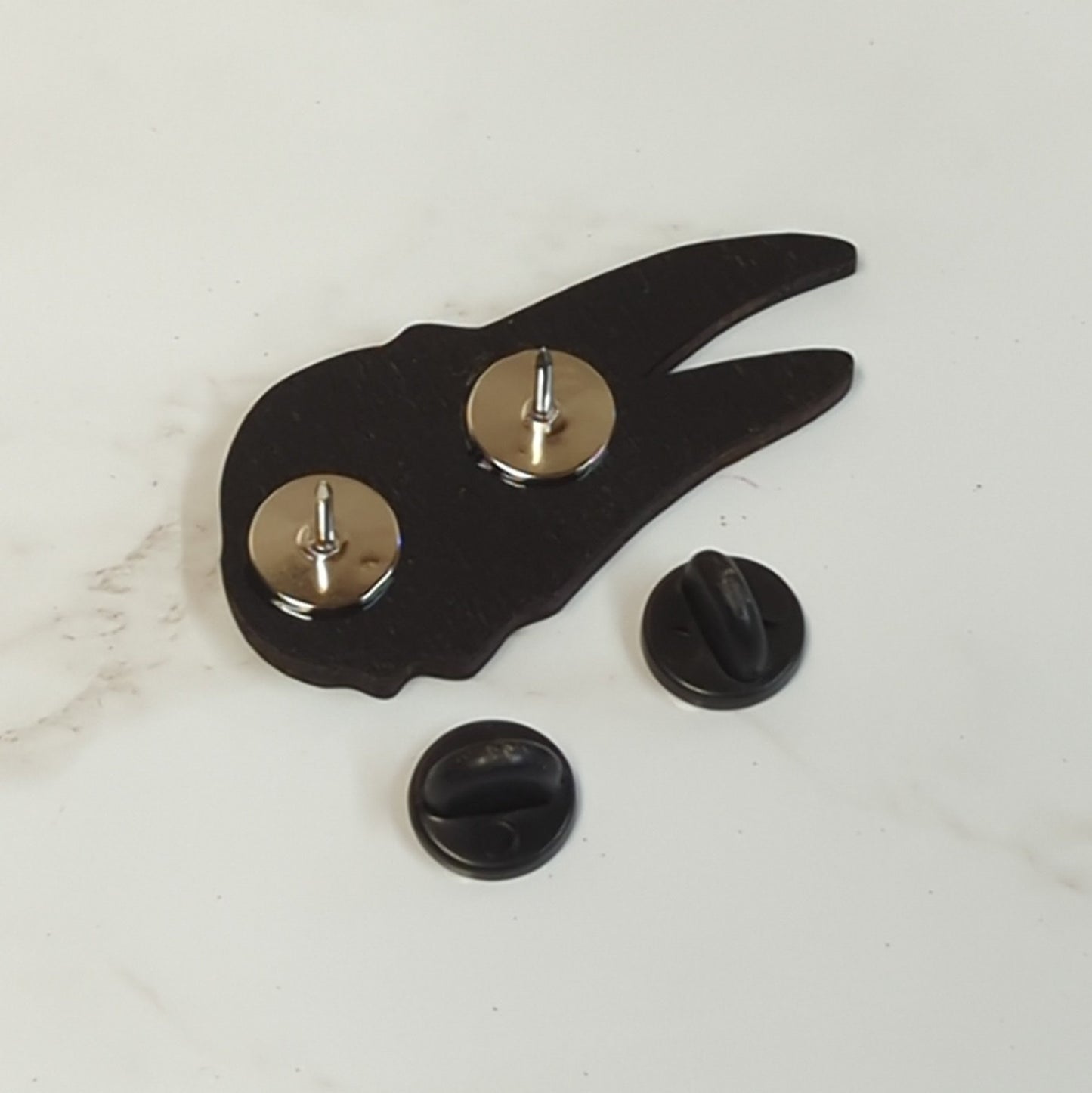 Laser Cut Wooden Crow Skull Pin