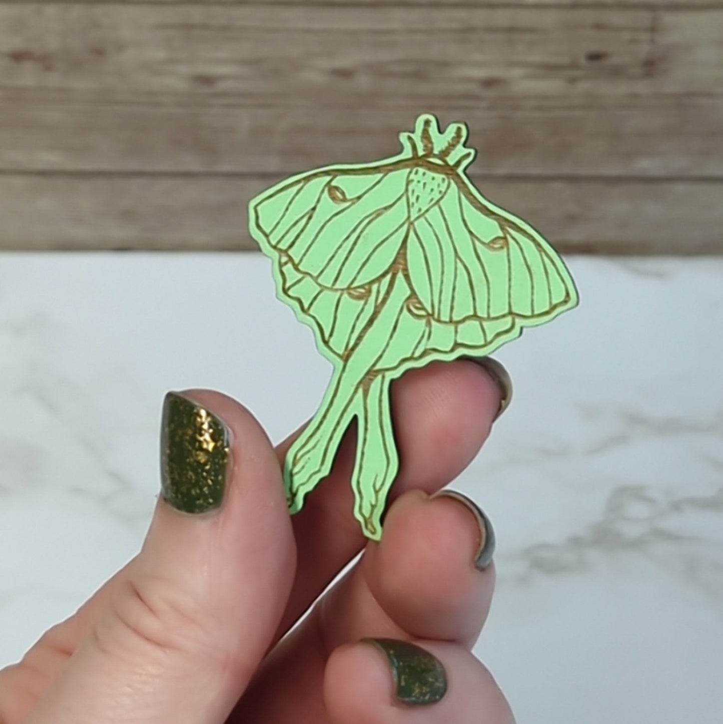 Laser Cut Wooden Luna Moth Pin